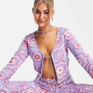 The Ragged Priest Women's Floral Sweater - Purple/pink floral size small NWT